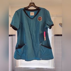 SCRUBSTAR SIZE medium women's teal scrub top - uniform approved